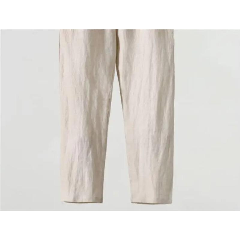 Einfarbige Leinenhose Herren Locker Leinen Freizeit Hose Frühling Sommer Zuhause Gerade Weich Bequem Hose