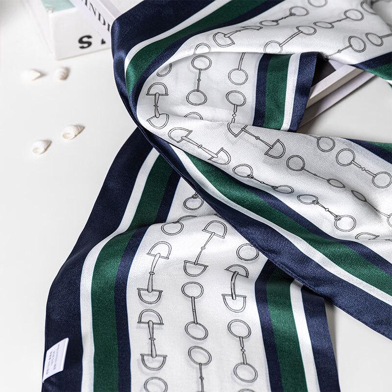 Hengyuanxiang HYXSJ1008 Navy Style Double Layer Silk Scarf