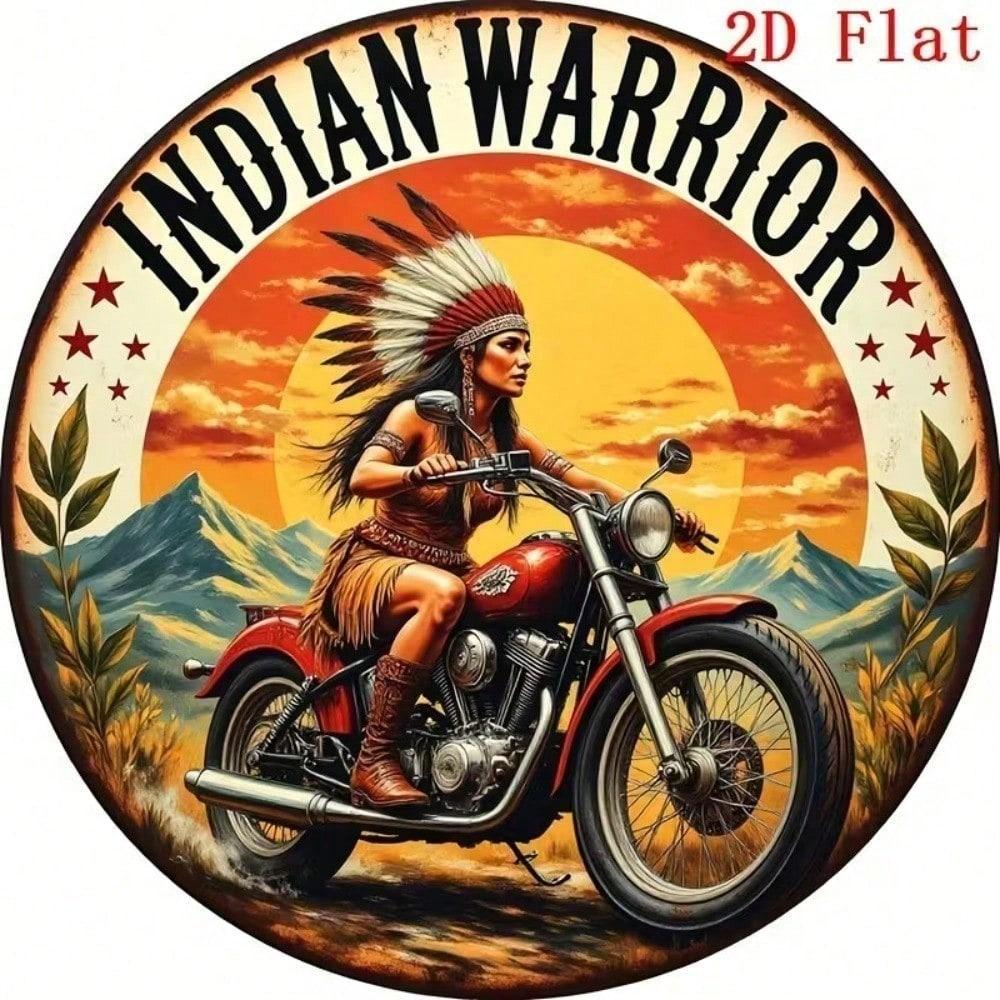 

Винтажная круглая металлическая вывеска Indian Motorcycle Ретро Декор стены гаража Влагостойкий Алюминиевый Паб Искусство