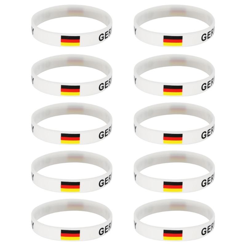 Set Of 10 Piece Vibrant Silicone Wristbands With 2026 Sports Event Country Flags Ideal For Gifts And Parties