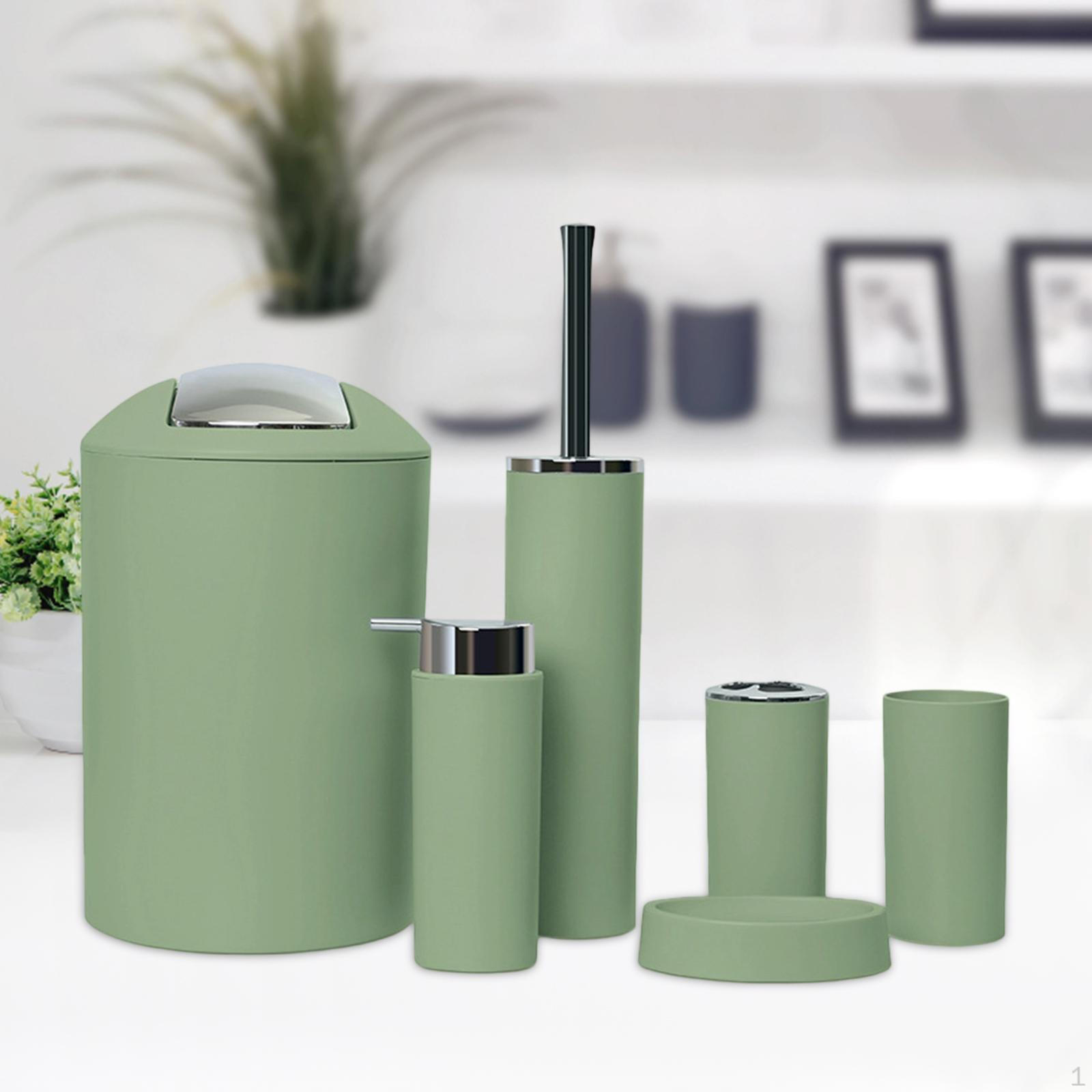 6 részes fürdőszobai kiegészítő készlet Könnyen tisztítható Otthoni lakás használatra Szappantartó Morandi Green gray