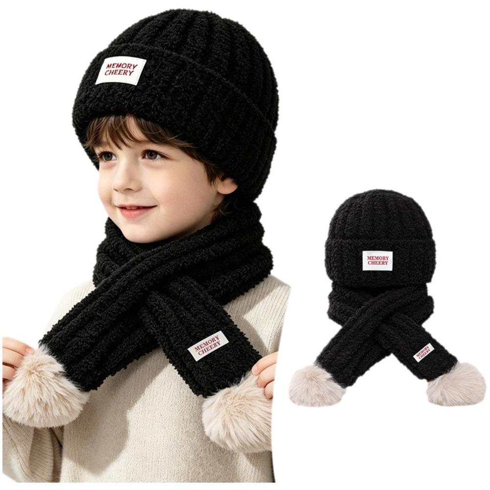 Knitted Kids Hat Scarf Set Soft Baby Beanie Hat New Children Winter Hat  Cold Weather Accessories