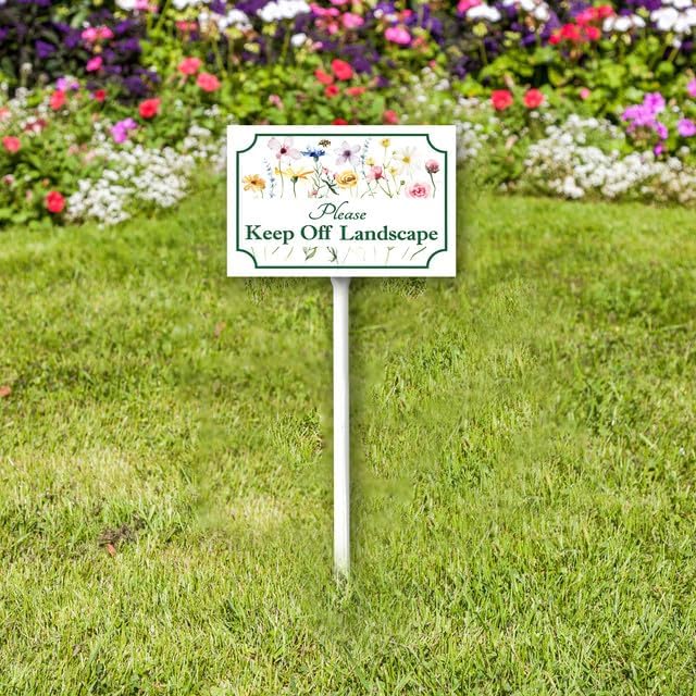 Bidesign (8X12) IN Please Keep Off Landscape Yard Sign With Stake Kit Rustproof Aluminum Keep Off Lawn Sign Stand For Nursery Garden Fence