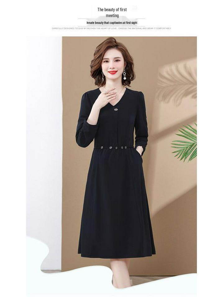 Rochie Elegantă Midi pentru Femei de Vârstă Mijlocie - Croială Slim, Ținută Stilată pentru Banchet de Nuntă de Primăvară/Toamnă