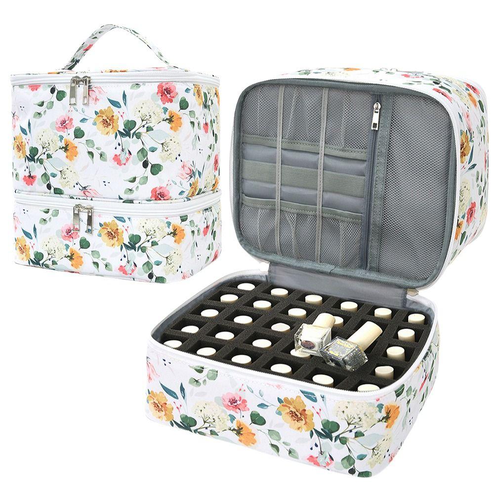 Fashion Double-layer Nail Polish Storage Bag Large-Capacity Multifunction Cosmetic Bag Portable Essential Oil Bag Nail Care Kit
