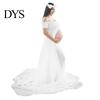 Pregnant Women Dress Solid Color Front Slit Leisure Wear Off Shoulder Floor-Length Princess Photo Props