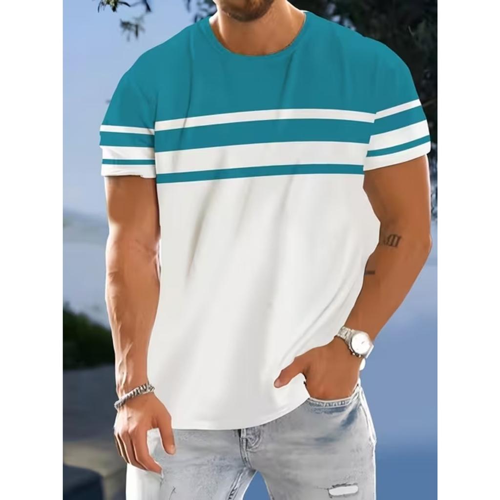 New Summer Men's Fashion T-shirt Personality Simple Pattern Printed Men's T-shirt Top