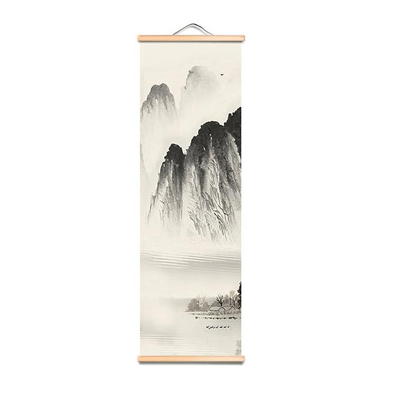 1PC/4PC Painting Chinese Style Ink Painting Alpine Canvas Decorative Solid Wood Scroll Paintings