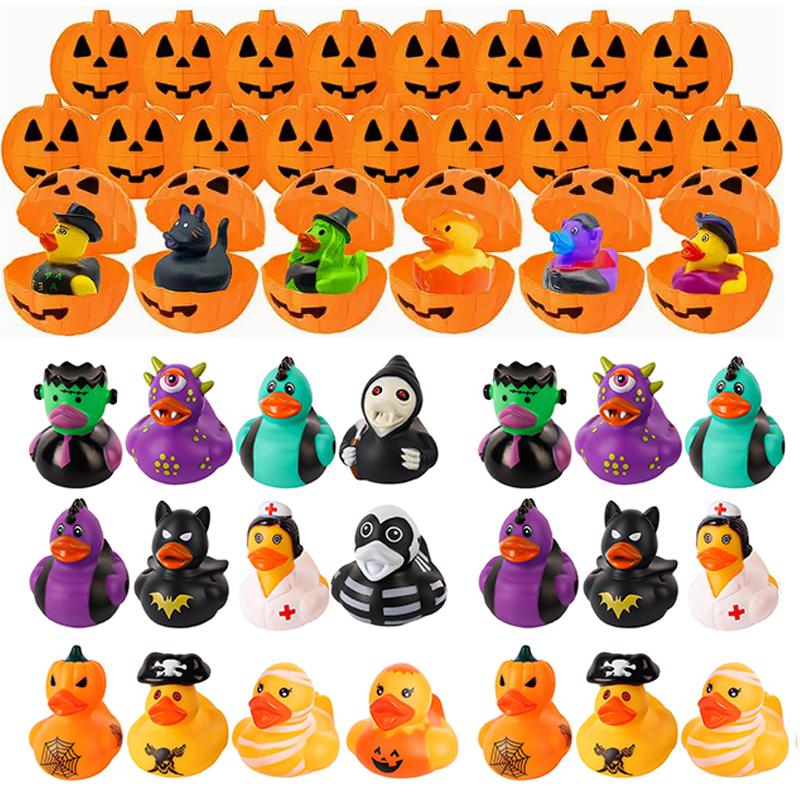 

24/48 Pcs Halloween Rubber Ducks With Pumpkin Box Accessories Jeep Duckies Toys For Kids Halloween Party Favors (As shown-31522)-