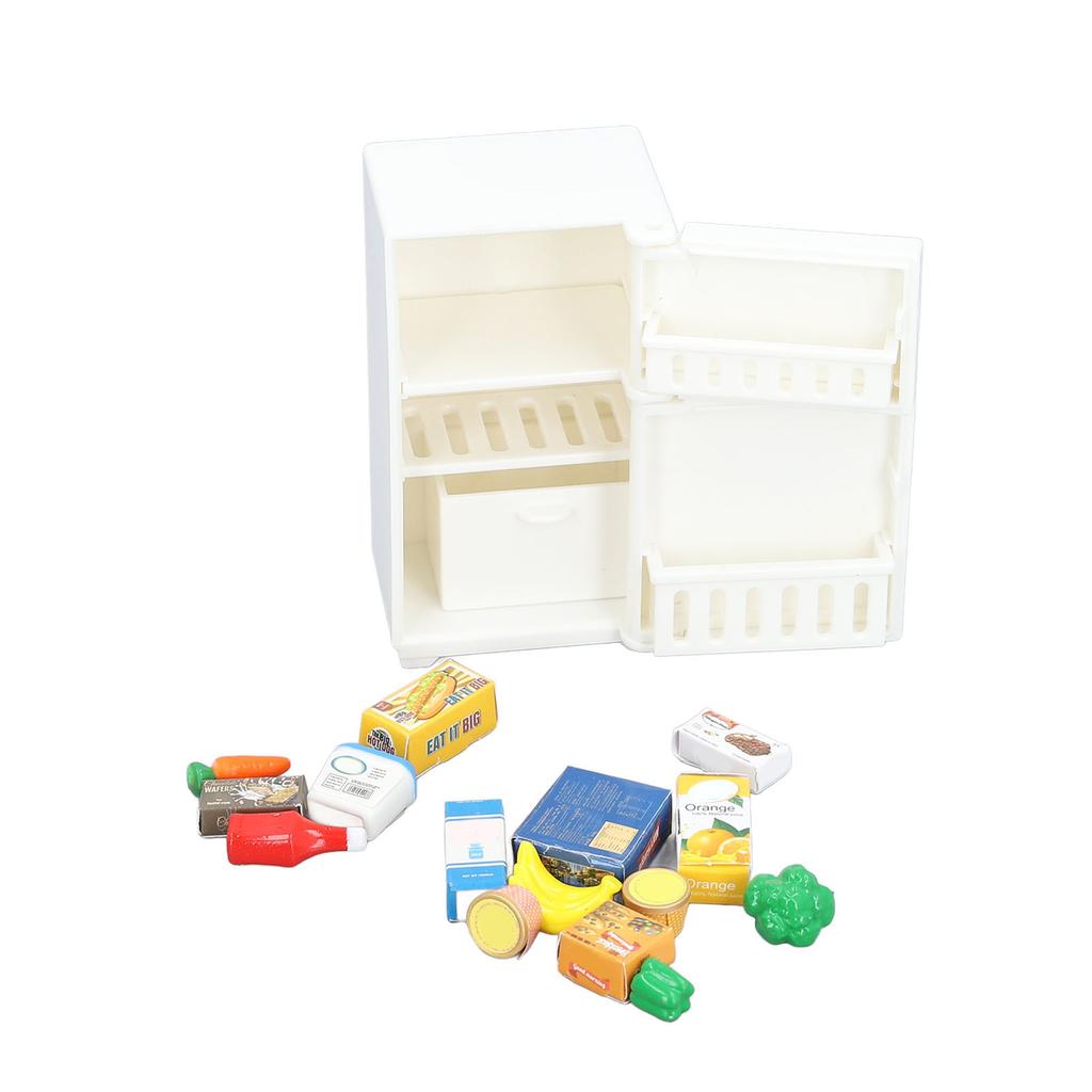 1 : 18 Dollhouse Miniature Refrigerator Cartoon Cute Dollhouse Fridge Model Decorative Miniature