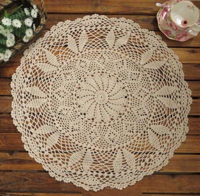 60cm Vintage Handgemaakte Haakwerk Kant Tafelkleed Katoenen Bankhoes En Onderzetters Set Shabby Chic