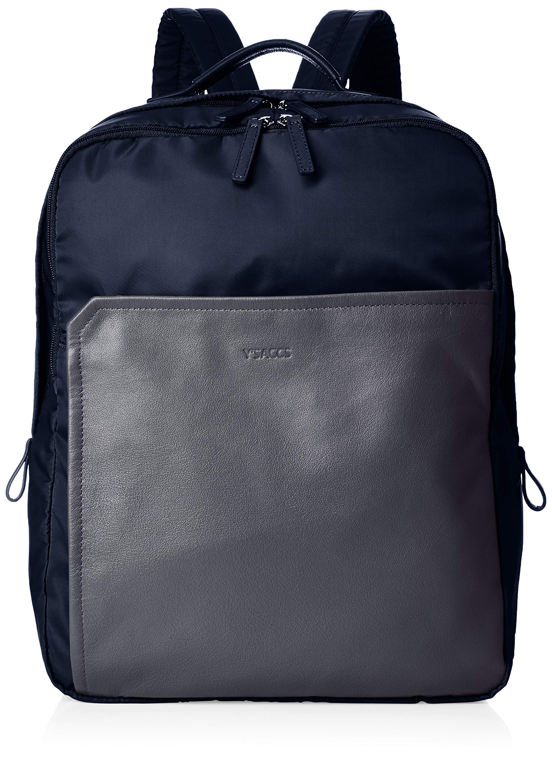 

Нейлон x Кожа Квадратный Рюкзак Темно-синий [Isaac] Y91-05-03