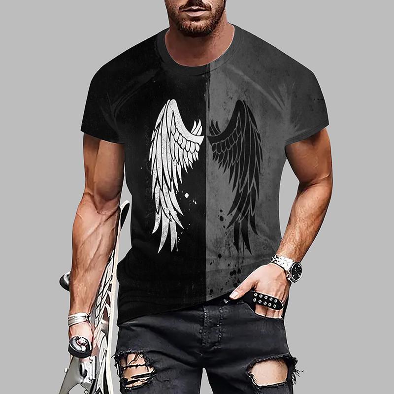Tricou nou de vară pentru bărbați, modă, personalitate, aripi fluturânde imprimate, tricou pentru bărbați, top