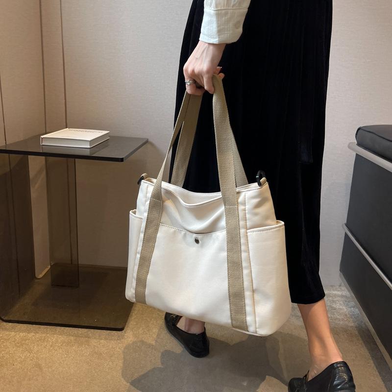 Women's Shoulder Bag New Simple Solid Color Student Portable Make-up Bag Large Capacity Canvas Commuter Bag Women