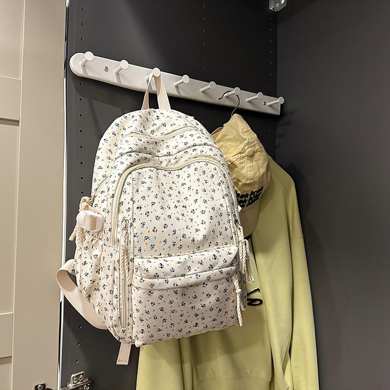 School Bag Fresh Floral New Backpack Japanese Junior High School Students College Style Large Capacity School Bag Casual Versatile Backpack