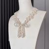 Handmade Pearl Necklace with Bow Clavicle Chain - Light Luxury Design for Women