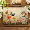 4Pcs, Grass Flower and Butterfly Placemats, the Best Placemats, Washable, Suitable for Holiday Parties, Home Decor