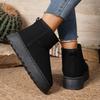 Fashion Short Thigh Boots Women's Fashion Round Toe Suede Platform Anti-Slip Wear-Resistant Flat Snow Boots