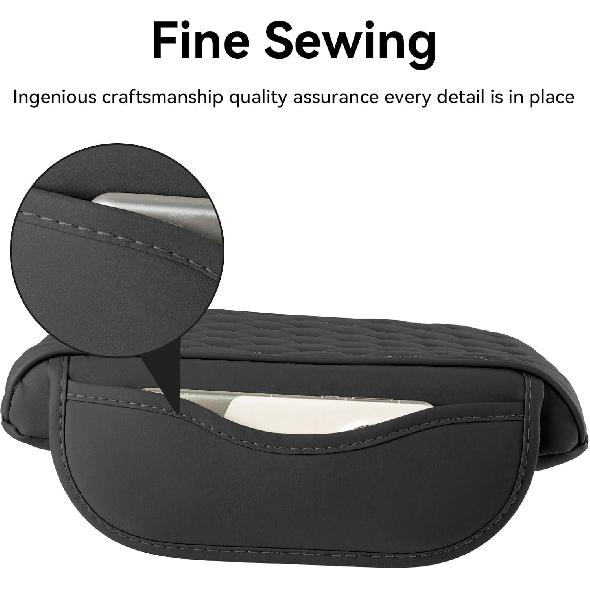 Center Console Cover For Cars, Trucks & SUVs - Ergonomic Pain Relief With Memory Foam Leather | Non-Slip Waterproof Design & 2 Organizer Pockets