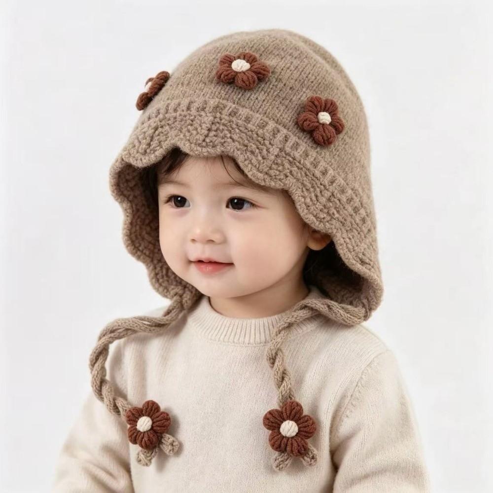 Solid Color Kids Beanie Hat Lacing Ear Protection Hat Fashion Toddler Pullover Hat Boys