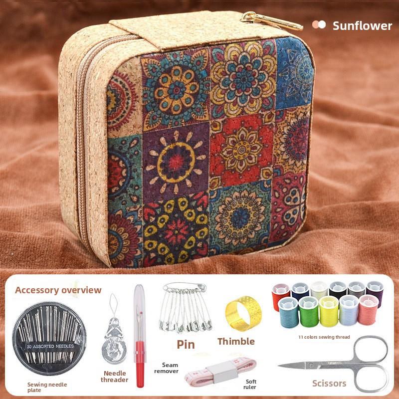 Patch Box for Sewing Tools - Practical Storage Container for Sewing Needles and Threads - Multi-functional Sewing Kit - Sewing and Patching Set Sunflower