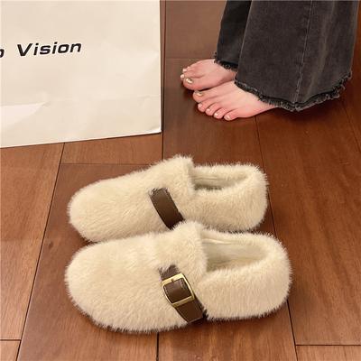 Mode Kunstfell Damen Casual Damen Sneaker Weiße Lederschuhe Slipper Loafer Fell Weiche Mokassins Slipper Neu Winter Weiche Ballerinas