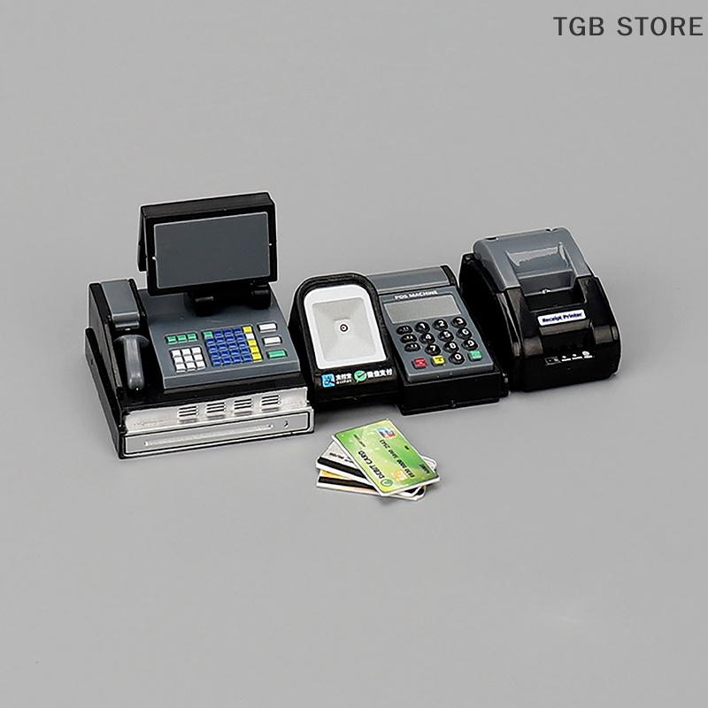 1Set Mini Cash Register Card Machine POS Machine DollHouse Supermarket Scene Props