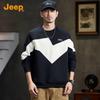 JEEP Men's 2025 Autumn/Winter Trendy Spliced Round Neck Pullover Sweatshirt