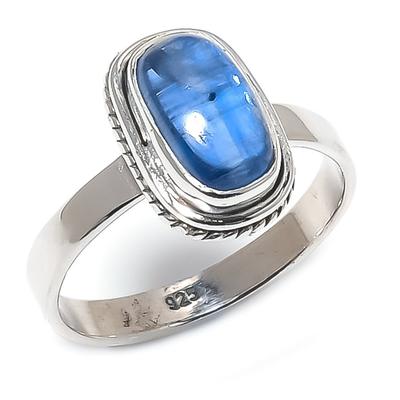 Pierre Précieuse Kyanite Naturelle Fait Main Argent Massif Sterling 925 Bague Cadeau T.8 P2z87