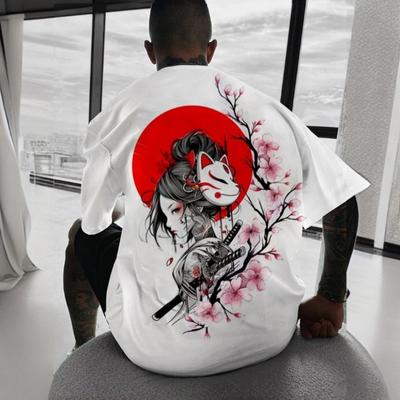 3d Samurai Print Men's T-Shirt Retro Oversized Short Sleeve Tee For Men Street Fashion Men Clothes Summer Quick Dry Pullover Top