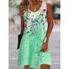 Summer Sleeveless Flower Print Fashion Dress O Neck Loose Casual Simple Floral Elegant A-line Short Party Dresses Sweet Woman Clothing