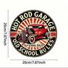 Premium Vintage Hot Rod Garage Metal Sign Round Mechanic On Duty Custom Festival Decor