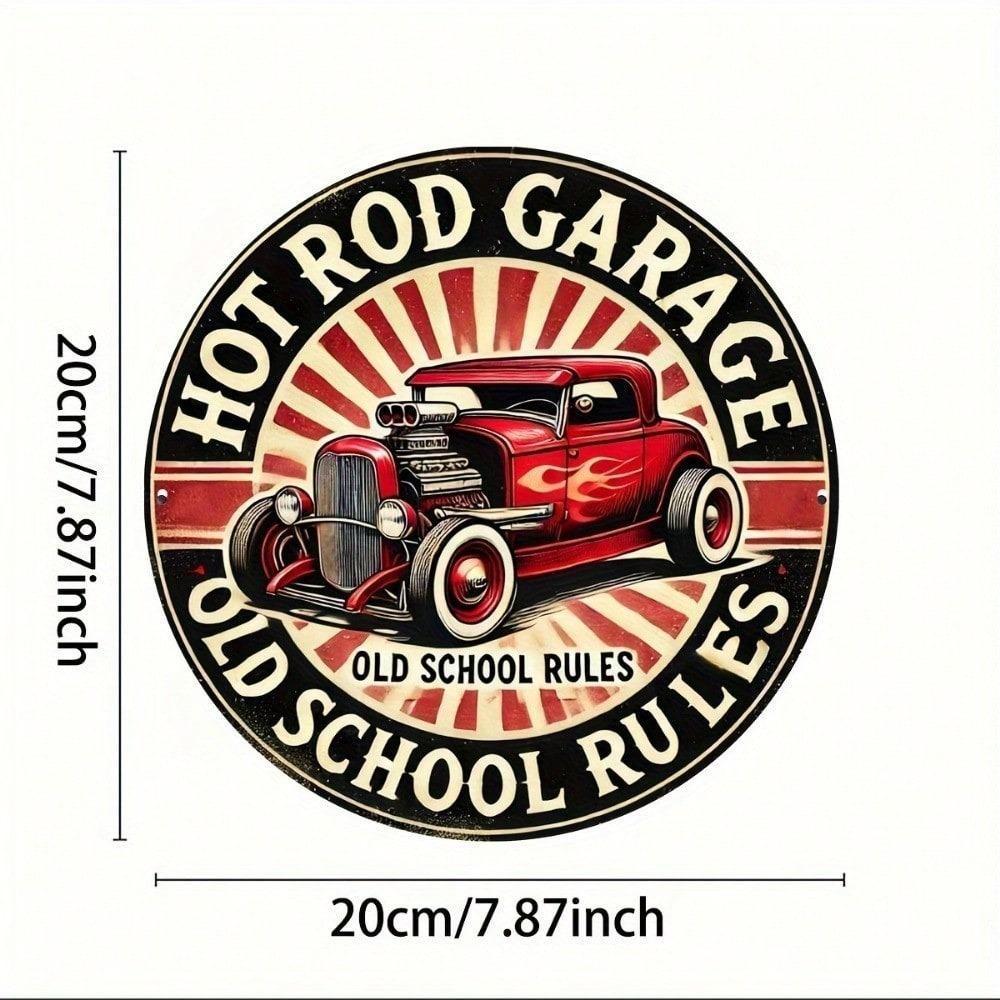 Premium Vintage Hot Rod Garage Metal Sign Round Mechanic On Duty Custom Festival Decor