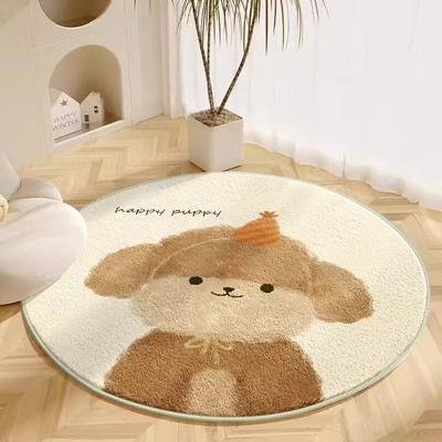 Cartoon Round Area Rug For Kids Room Autumn Winter Cozy Floor Mat Soft Plush Faux Cashmere Bedroom Living Room Non-Slip Stain Resistant Entrance Mat