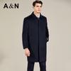 Antonio Men's 100% Wool Business Casual Long Overcoat