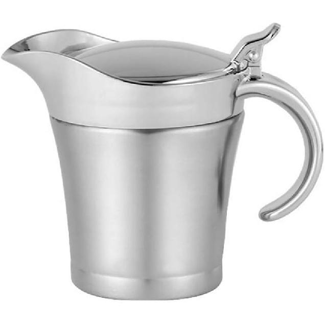 16OZ Gravy Boat Stainless Steel Gravy Boat Sauce Jug, Double Wall Insulated Gravy Jug with Lid