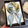 New Retro Floral Print Silk Square Scarf for Women Soft Satin Kerchief Hairband Head Hijab Female Headband Handle Bag Ribbions