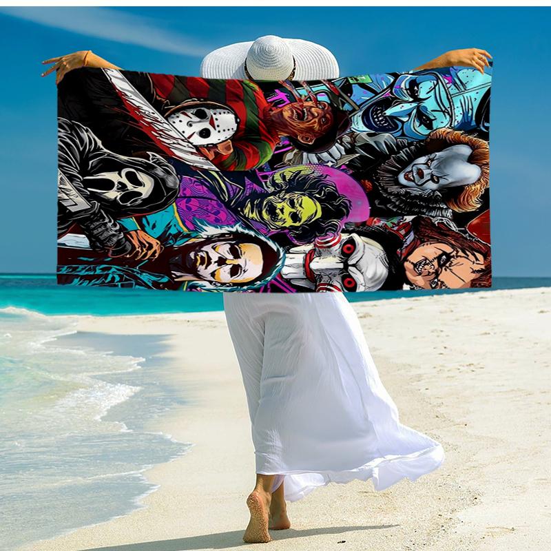Ultra-Soft Beach Towel with Halloween horror Theme,Ideal for Pool - Camping, Diving - Perfect Travel Essential, Vibrant Beach Towel.