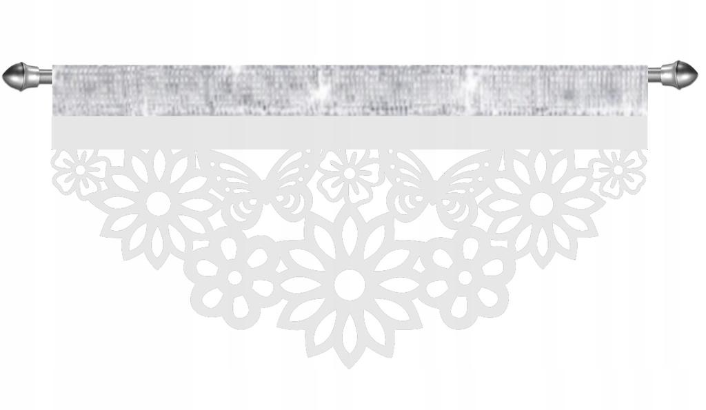 Z17 Kitchen curtain FLOWERS WITH BUTTERFLIES openwork decoration 60x30