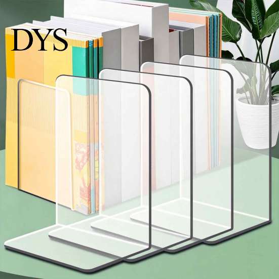 Decorative Book Organizer for Desk 1 Pc Clear Bookend Heavy Book, Acrylic Shelf Organizer, Vertical Workstations L Shaped Stopper Bedroom Library