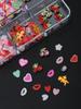 Gold Cherry Resin Heart Mouth Flower Nail Charms 1Box DIY 3D 2025 Gift For Girls
