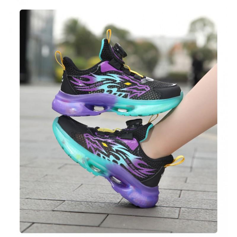 Kids Running Shoes With Rotating Buckle Breathable Mesh Low Top Boys Girls