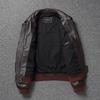 Chinese Size Vintage Brown First Layer Cowhide High Waisted Men Leather Jacket 45P Flight Coat Lapel Short Leather Jackets Pilot Jacket