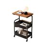 Creamy Simple Mobile Storage Rack for Living Room Bathroom Bedroom Two Layers Standalone Shopping Cart New Arrival