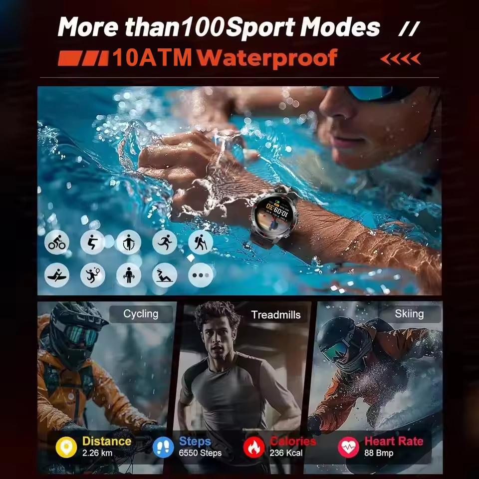 New Military Outdoor GPS Positioning SmartWatch Men Run RIDE Fitness GPS Tracer 10ATM/IP69 Compass HD call Sports Watch bracelet