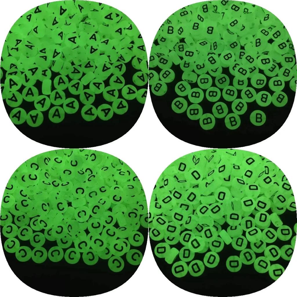 100-500PCS Acrylic Luminous A-Z 26Letter Beads Loose Spacer Alphabet Beads For Jewelry Making DIY Charms Bracelet Necklace