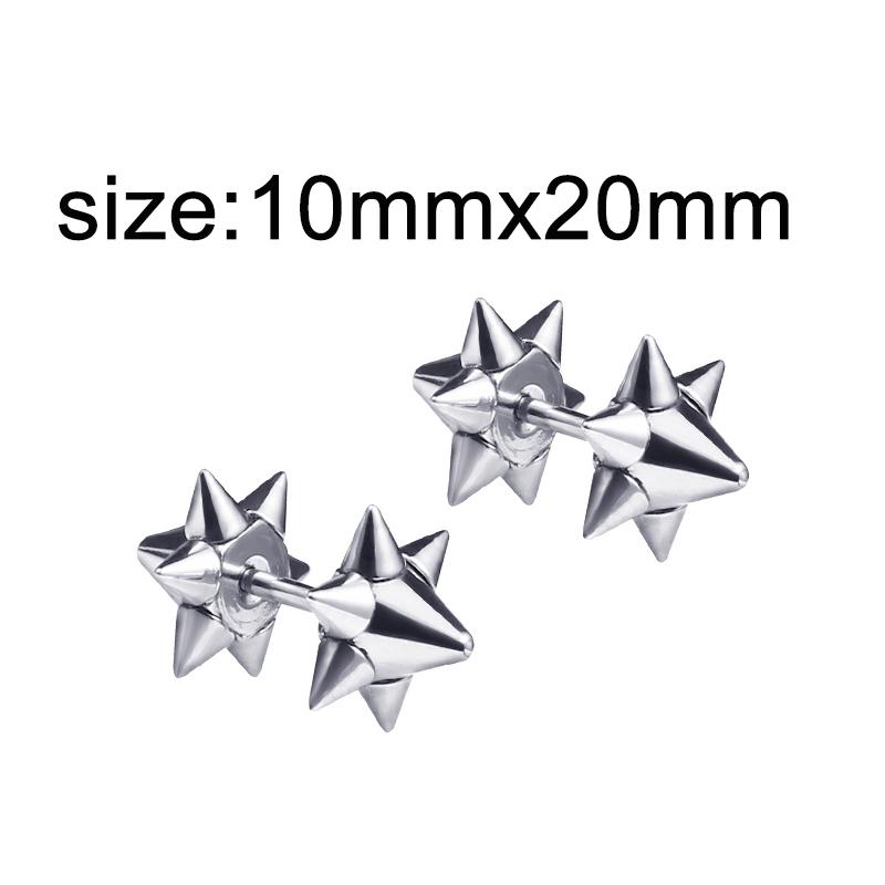 1 Pair Gothic Black Steel-Color Funny Screw Back Stud Earrings For Men/Women Round Ball Spike Cone Tip Stainless Steel Jewelry