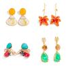 Salircon 5 Styles Retro Hollowout Round Drop Earrings Women Boho Acrylic Bead Tassel Pendant Earring Trendy Jewelry Accessories