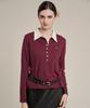 Iteoneolmomeonteu Striped Button Collar T-Shirt _ Red