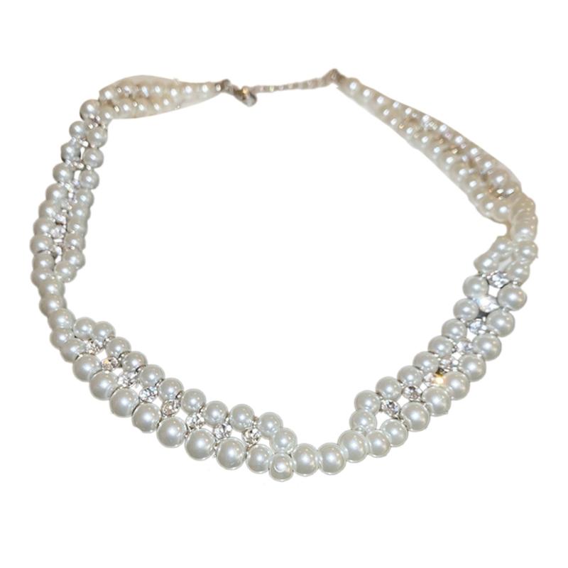 

Imitation Pearls Beaded Necklace with Zircon Multi-layered Clavicle Chain Fashionable Jewelry for Everyday Outfits 1